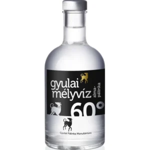 Gyulai Mélyvíz almapálinka. Gyulai Mélyvíz jablkovica. 60% alkohol.