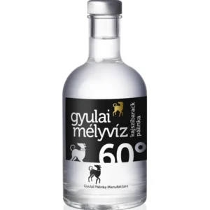 Gyulai Mélyvíz kajszibarack pálinka. Gyulai Mélyvíz marhuľovica. 60% alkohol.