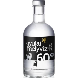 Gyulai Mélyvíz szilvapálinka. Gyulai Mélyvíz slivovica. 60% alkohol.